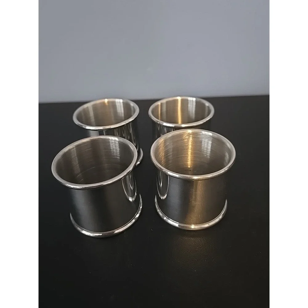 Kirk Stieff Polished Pewter Napkin Ring Deister Butler D+B Set Of 4 Original Box